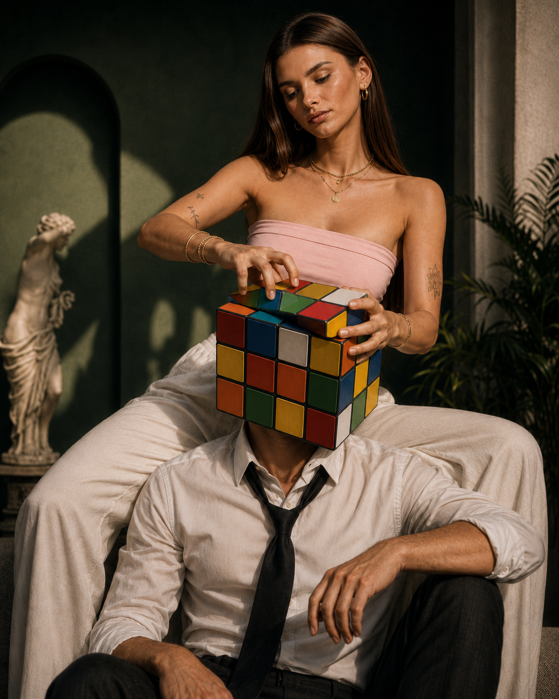 Person solving a Rubik’s cube concept
