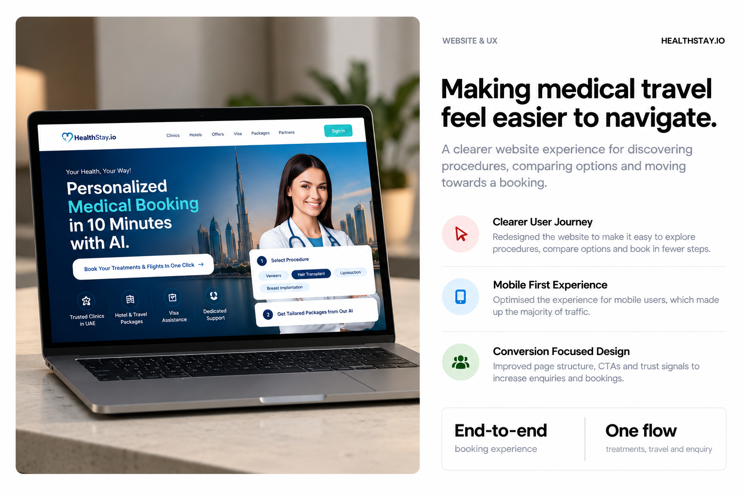 HealthStay medical travel website and booking experience case study